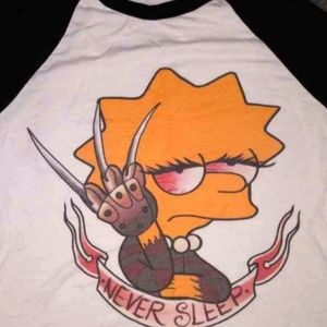 Simpsons Freddy Krueger baseball tee